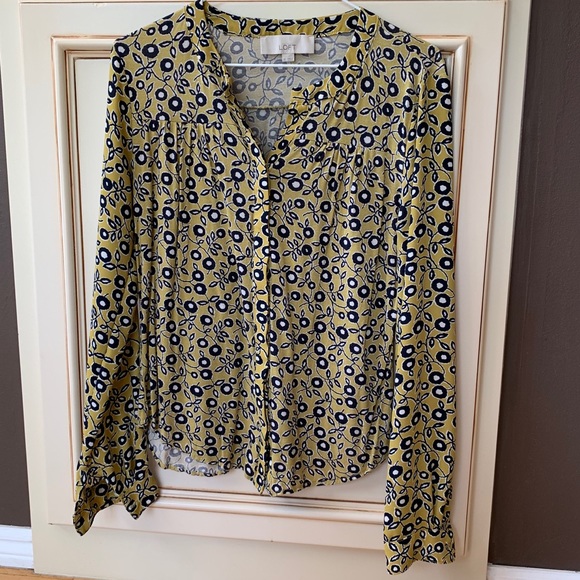 Mustard and Navy Loft Blouse - Picture 2 of 4